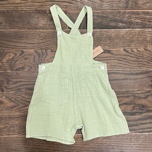 Super Rare! SUMMER & STORM Kids Green Linen SHORT Overalls! Size 4 Years!